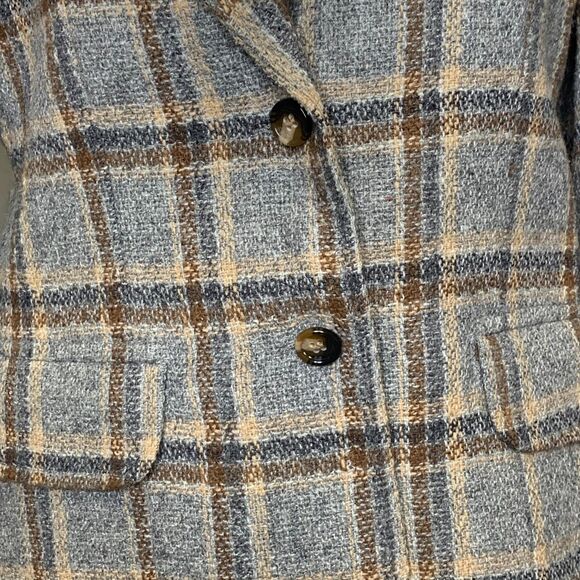 VTG Harrington Square Plaid Womens Blazer Wool Blend 70's Equestrian Boardroom 8 - Picture 4 of 13